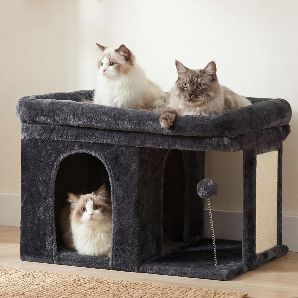Heybly Cat Tree, 14" Cat Tower with Large Cat Bed & Condo HCT203SW – Essentials for Cats - 14 inch / Smoky Gray - image 2