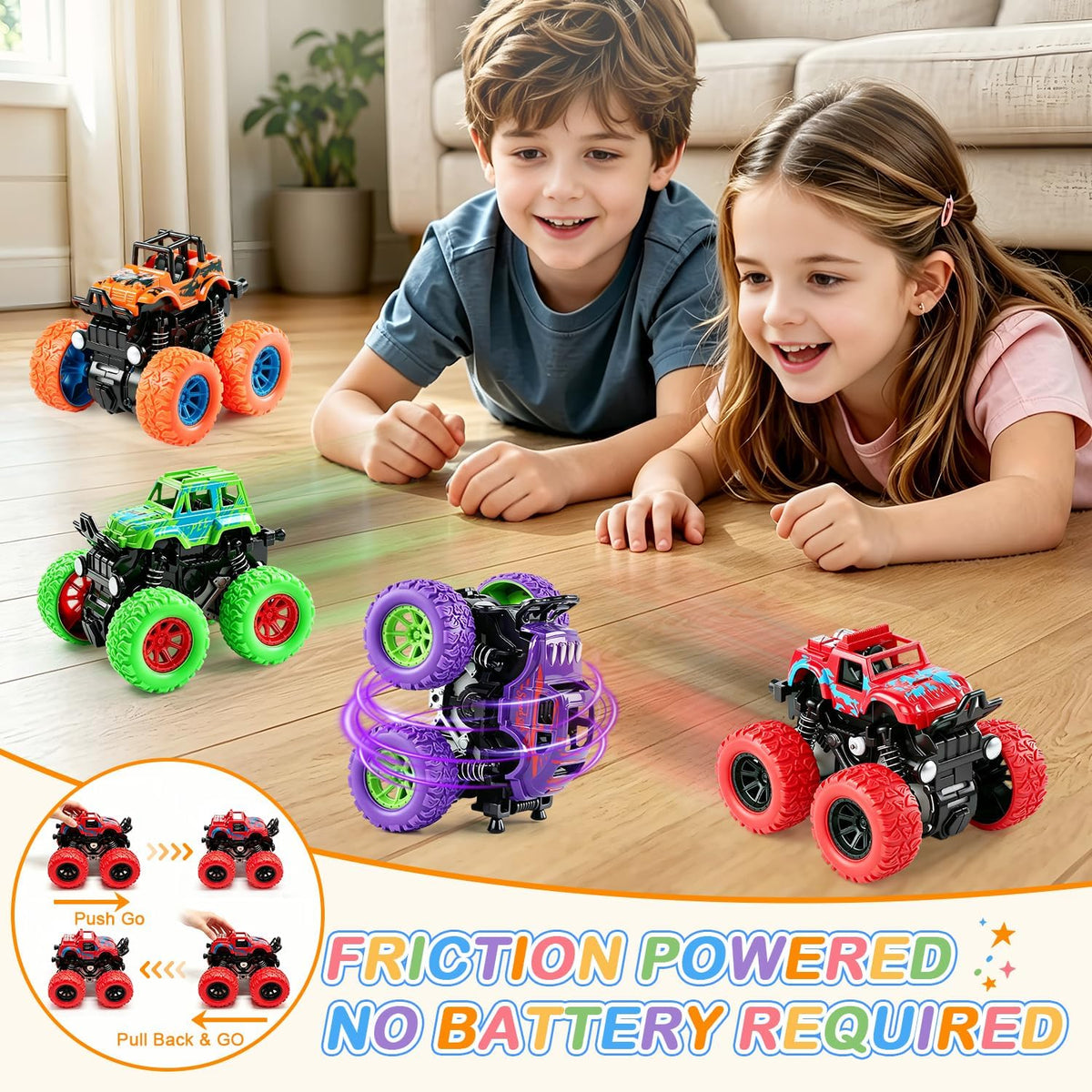 Construction Toys, Mixer Excavator Crane Dump Truck Toy for Boys Age 4-7 – Fun for Kids & Family - Purple, Orange, Green, Red - image 2