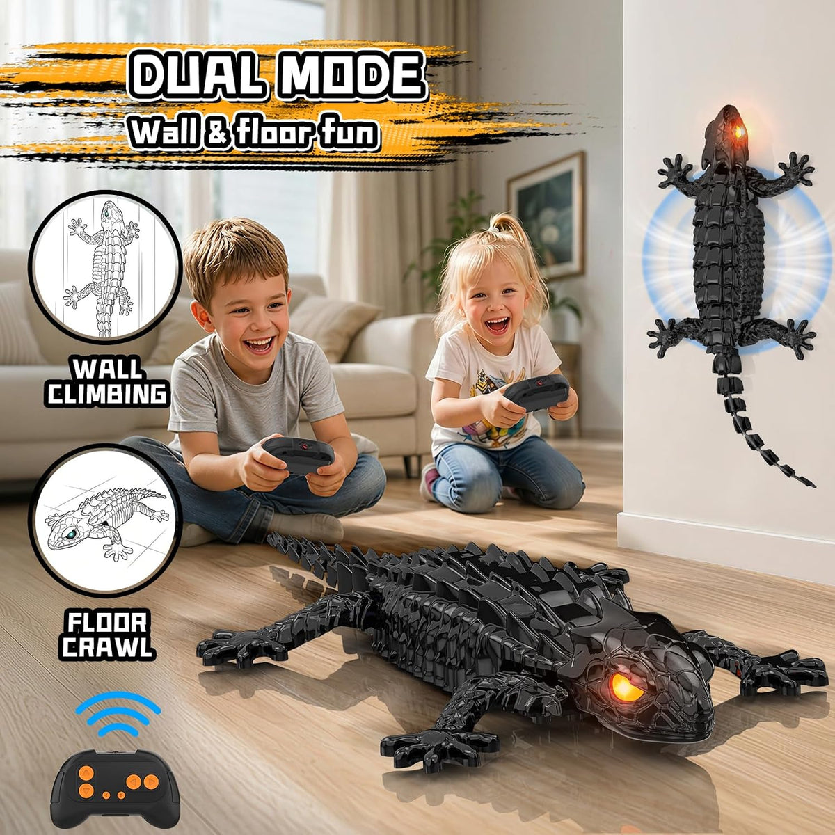 RC Wall Climbing Gecko, Rechargeable Remote Control Robot for Kids – Fun for Kids & Family - Black - image 4