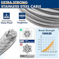 Snagle Paw Heavy Duty Tie Out Cable for Yard - 70FT-1000LBS, Chew Proof for Medium Large Dogs with Swivel, Lockable Hook, Spring