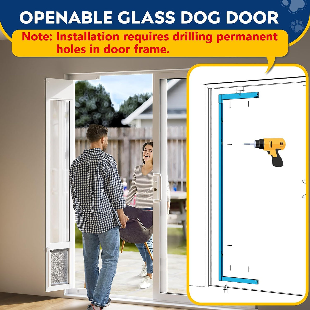 Large Dog Door for Sliding Glass Door - 81" Sliding Door / Medium - 1 Flap - image 3