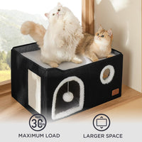 Bedsure Cat House Bed for Indoor Cats with Fluffy Ball and Scratch Pad - Black / Widen - image 4