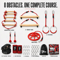 Ninja Warrior Obstacle Course Kids Outside - Red / 50ft Single Line Kit – 8 Obstacles - image 3