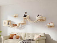 Cat Wall Shelves, 9-in-1 Wood Cat Wall Furniture Set, Burlywood – Essentials for Cats - Beige / 9 Piece Set
