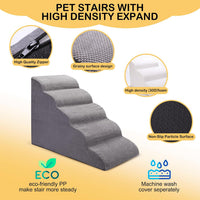 Dog Stairs for Bed, 5-Step Dog Steps for Couch and High Bed - 5 Step Light Grey - image 3