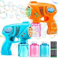 JOYIN 2 Kids Bubble Gun with 2 Bottles Refill Solution - Orange+blue