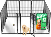 FXW Homeplus Unleashed Indoor Dog Playpen - Stress-Free and Safe Play, Heavy Duty 40 Inch 12 Wire Panels Dog Pen for Medium and Large Dogs, Black│Patented
