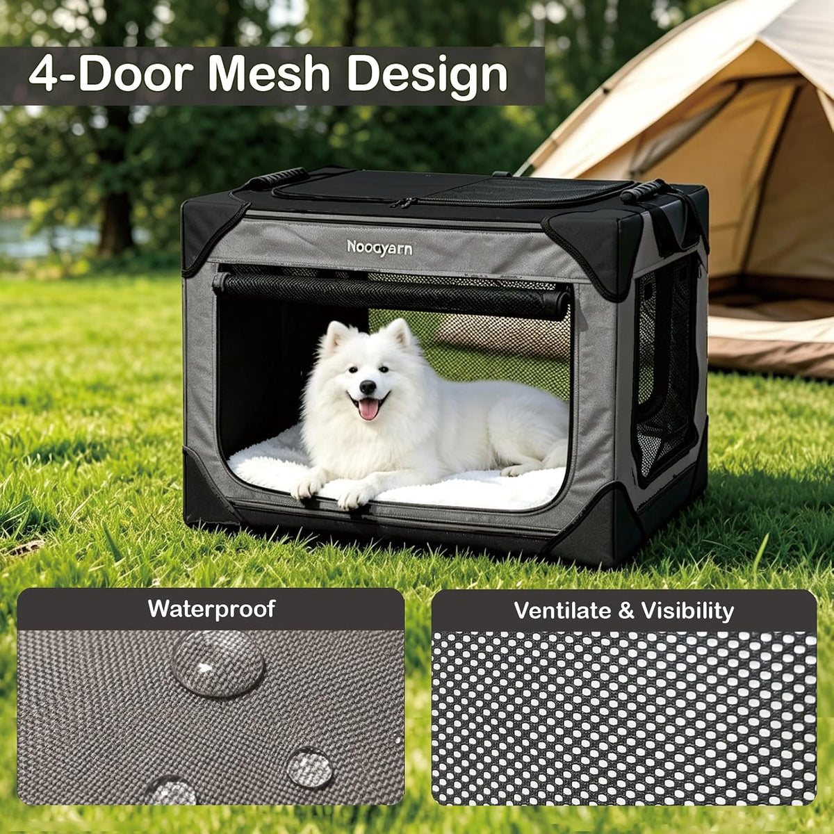 Collapsible Dog Crate for Large Dogs 36 Inch - Dark Grey / 42.0"L x 31.0"W x 31.0"H - image 3
