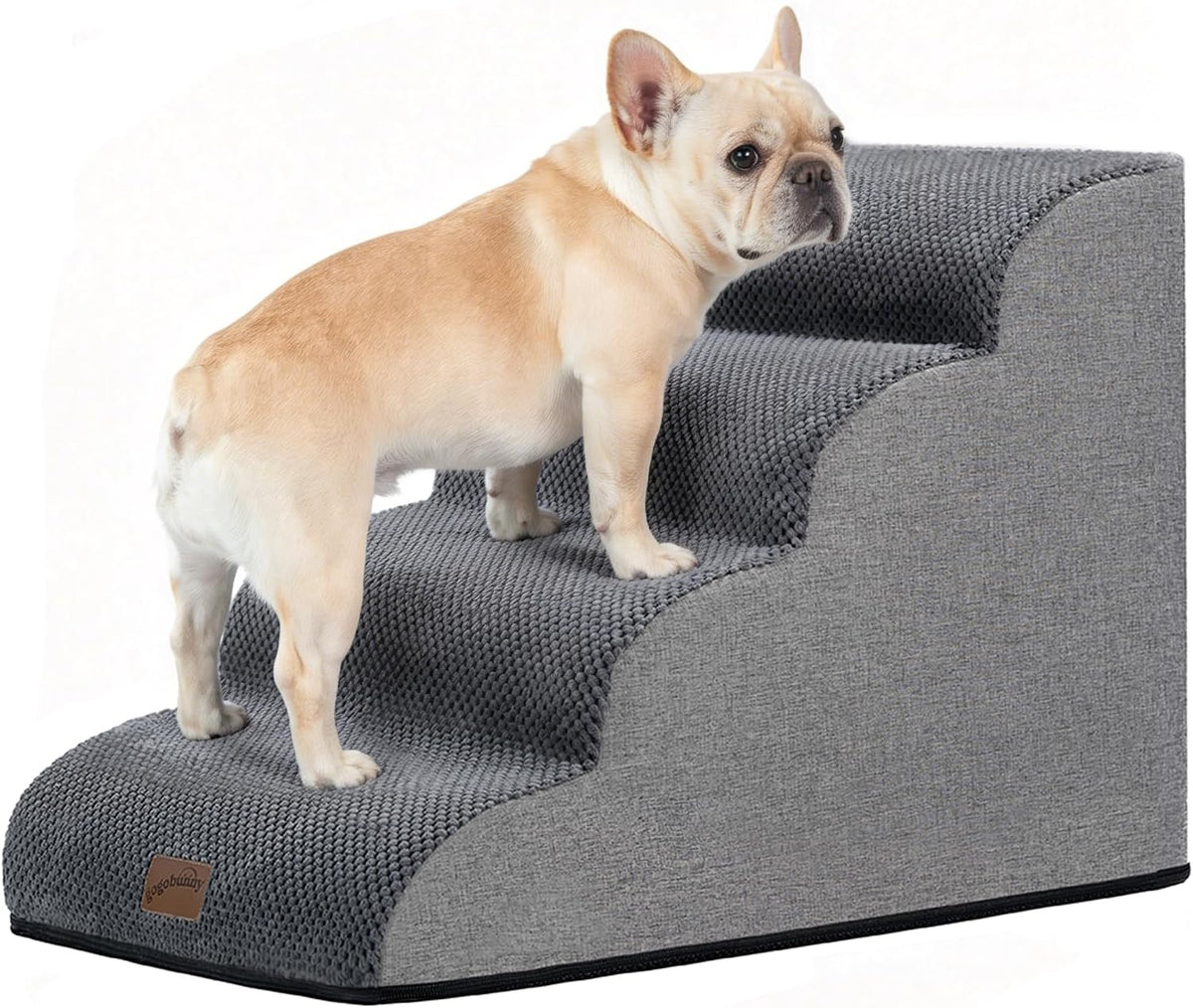 Dog Stairs for Small Dogs, 3-Step Pet Steps for Couch Sofa - Grey / 4 / 4-Step (28.3"D x 15.7"W x 19.7"H)