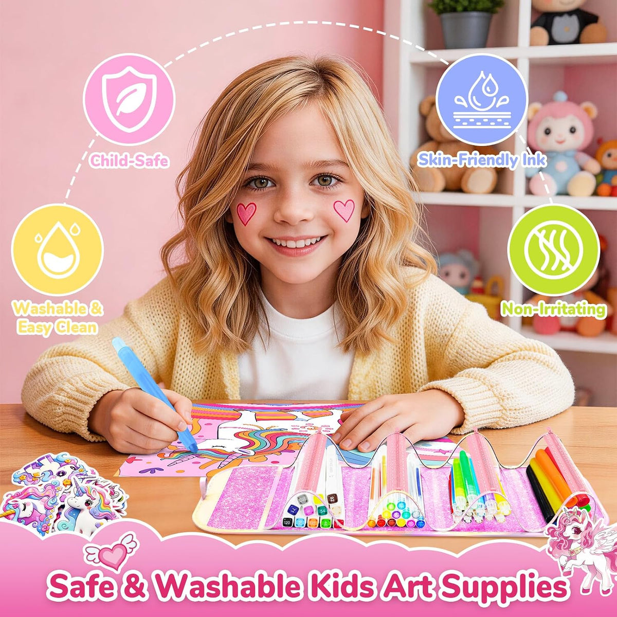 DreamyCandy 70 Pcs Washable Markers Set for Kids 4-8 - Pink Unicorn - image 3