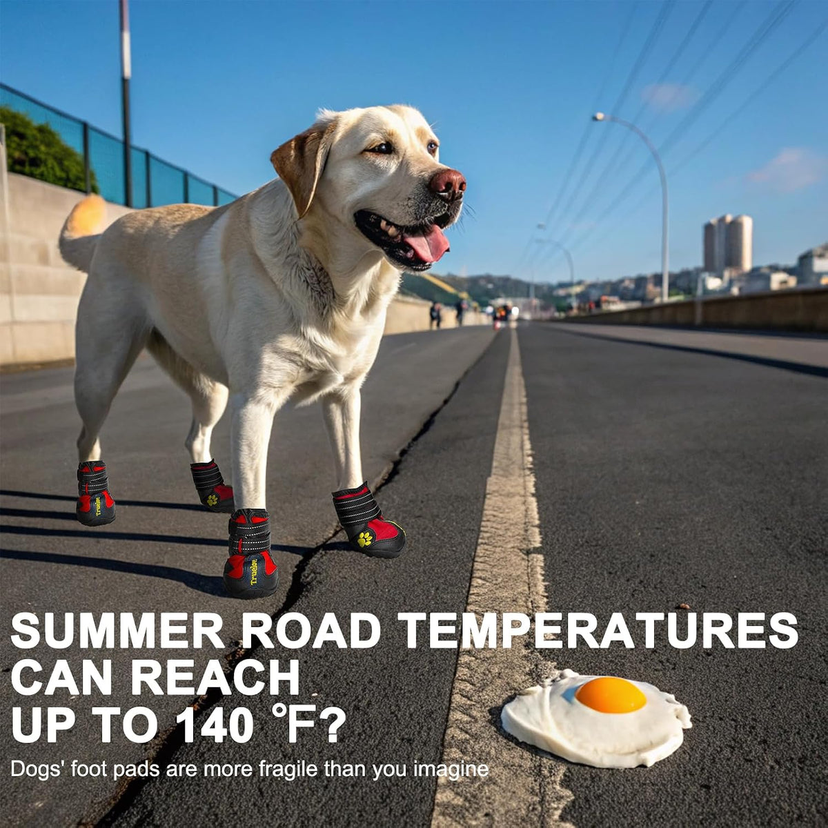 Set of 4 red anti-slip dog shoes with rubber soles and adjustable straps - view 2