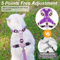 Cat Harness and Leash Set, Escape Proof and Adjustable - Star Purple / S (Chest: 11 - 16") - image 4