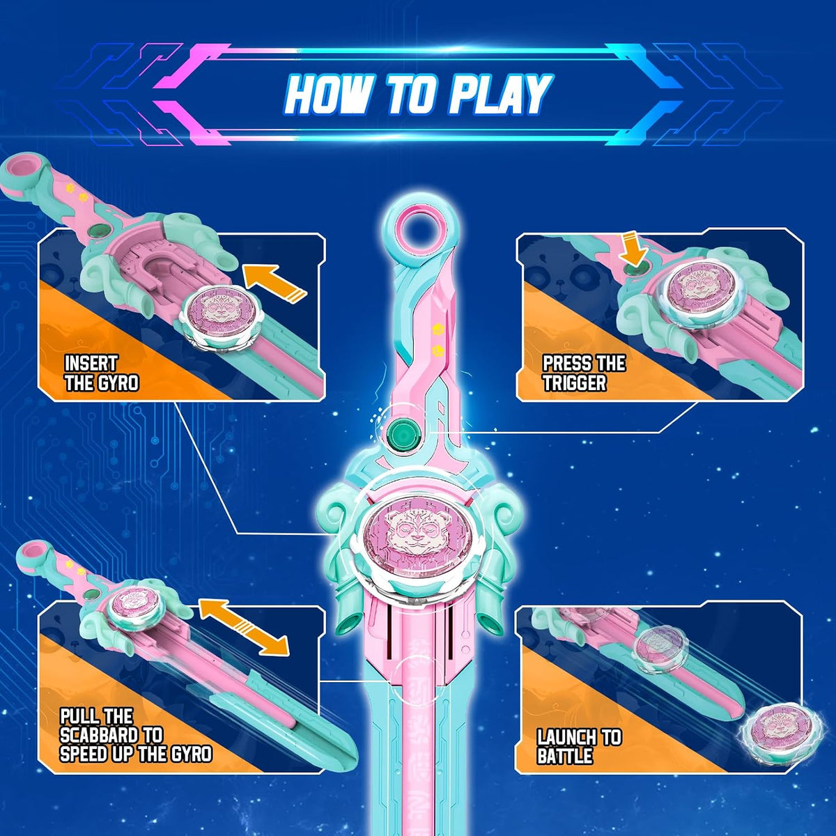 Infinity Nado sword launcher spinning top, Gale Wings metal battle top with sword-shaped launcher - view 27