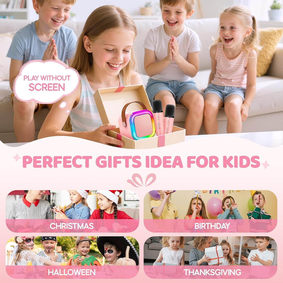 IROO Mini Karaoke Machine for Kids - P-ink - image 2