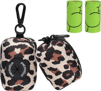 Petmolico Dog Poop Bag Holder Dispenser 2 Pack, Pink Rose – Essentials for Dogs - Leopard