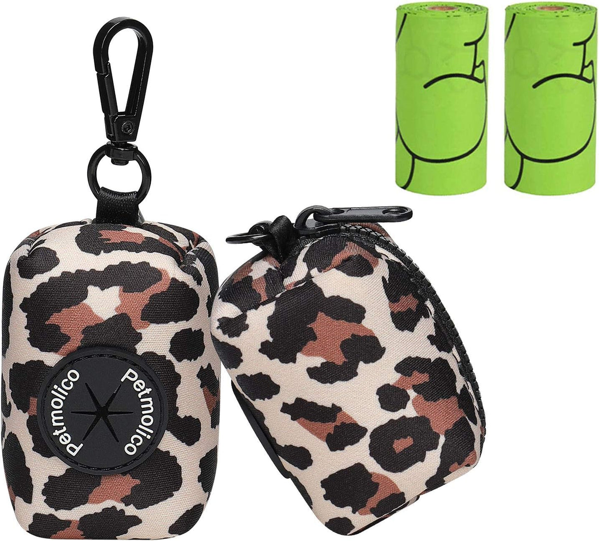 Petmolico Dog Poop Bag Holder Dispenser 2 Pack, Pink Rose – Essentials for Dogs - Leopard
