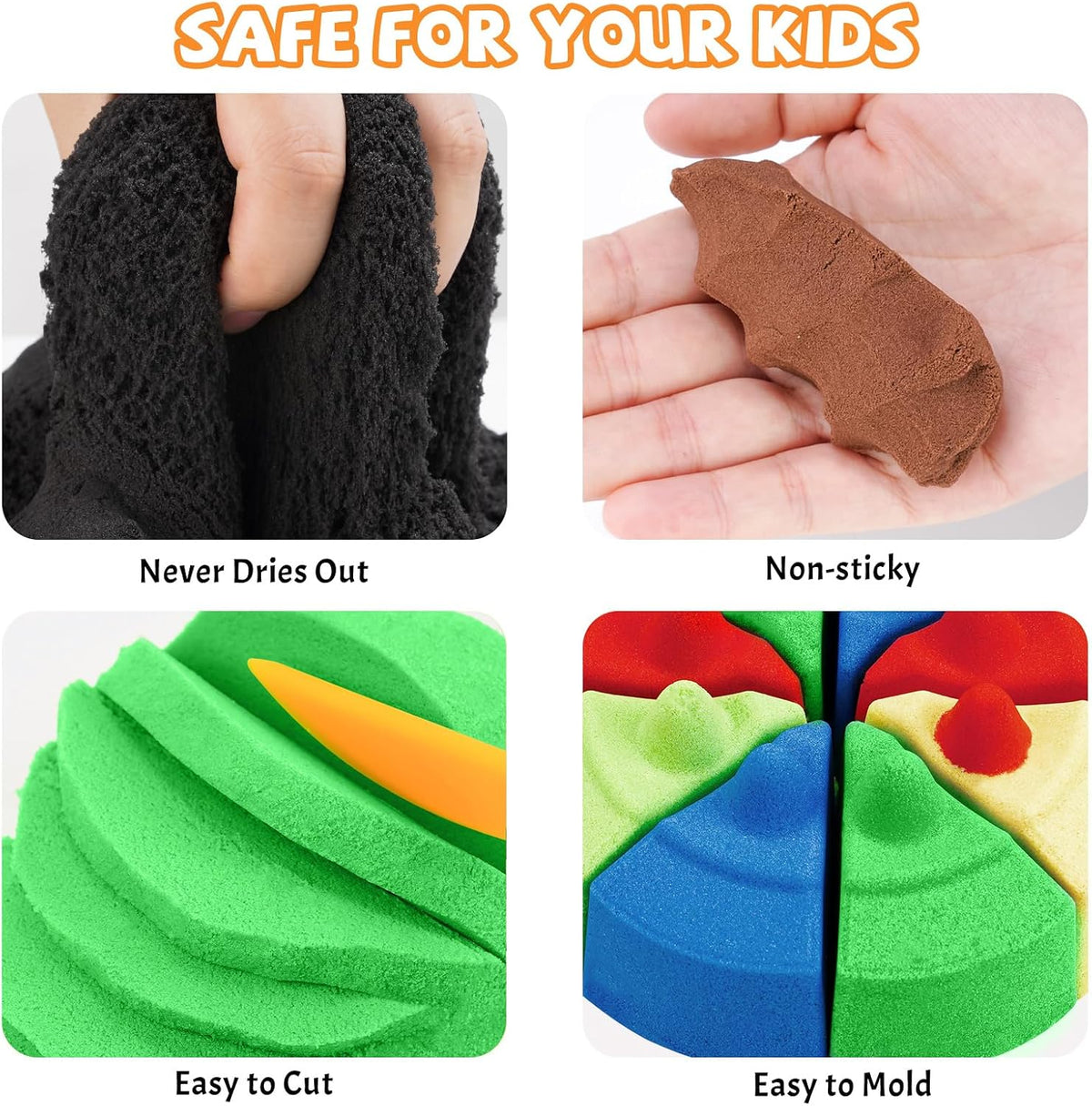 NiToy FlexiSand 11lbs Toy Sand 5 Colors Self-Sticking Non-Toxic - Neutral Shades - image 2