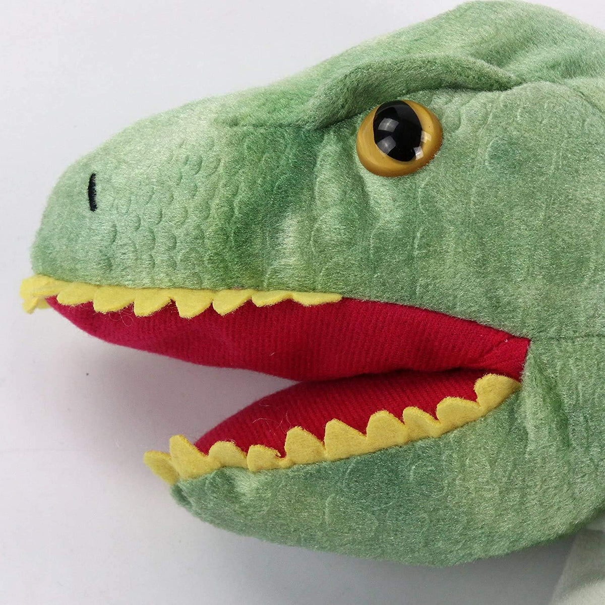 HooYiiok blue dinosaur plush hand puppet with movable mouth and big eyes - view 8