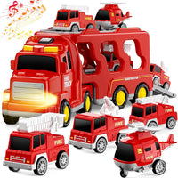 FunMission Toddlers Fire Truck for Kids 3-9 Year Old，5 in 1 Friction - 5 FIRE CARS