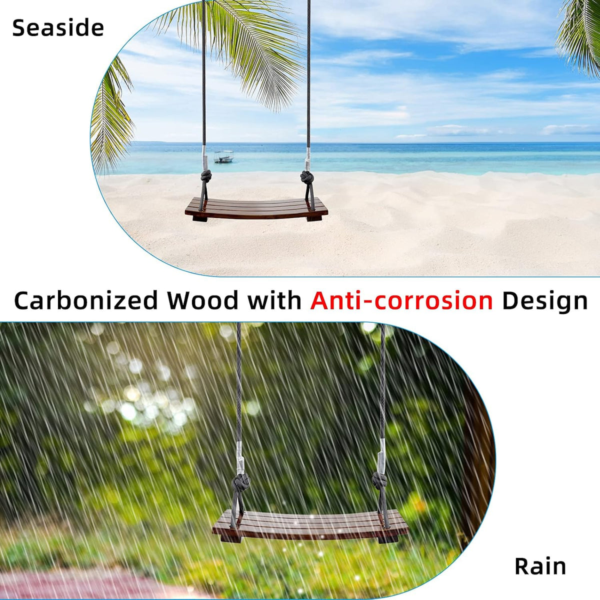 PELLOR Wood Tree Swing Seat - Chocolate / 17.7x7.9x0.6 inch - image 4