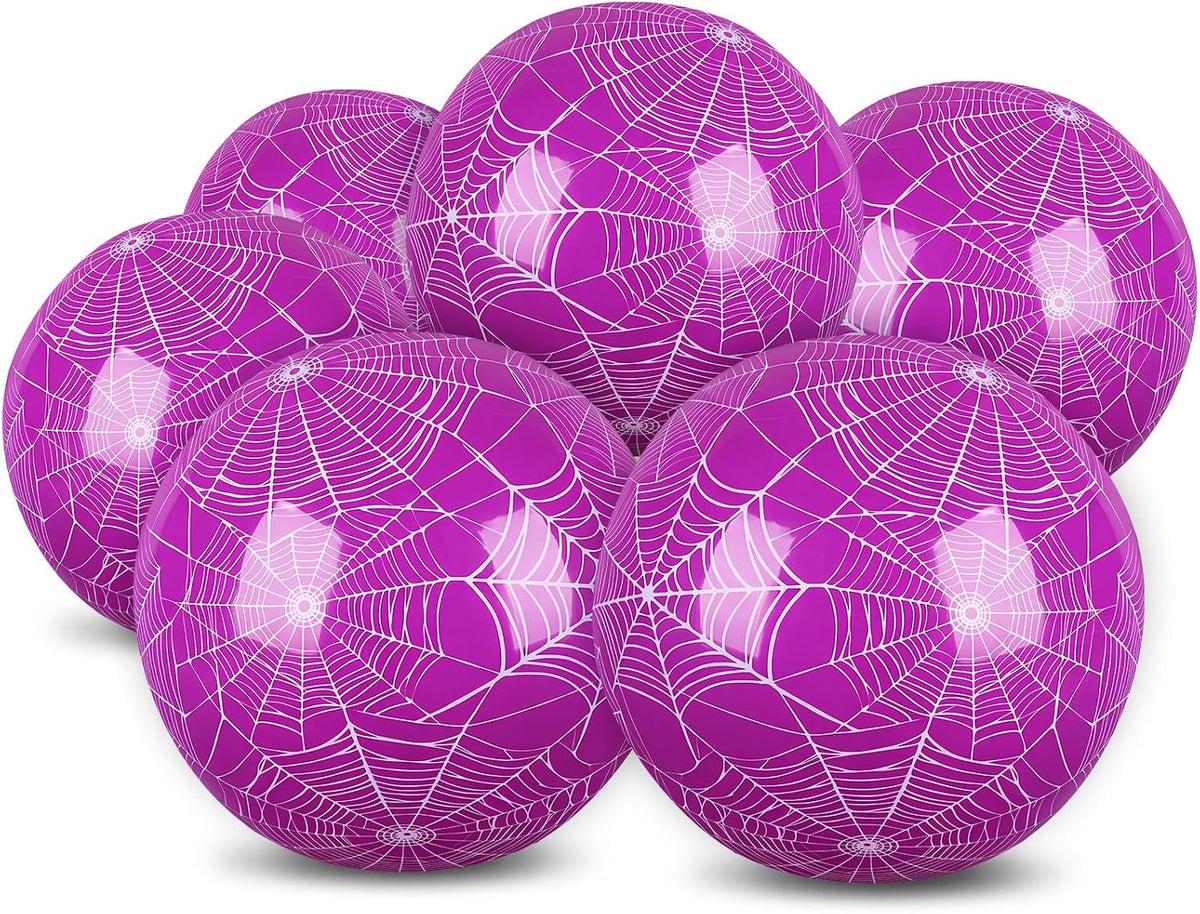 Hollowfly 12 Pack Checkered Flag Beach Balls Kids 7.87" - 7.8" / Purple Spider Web / 12