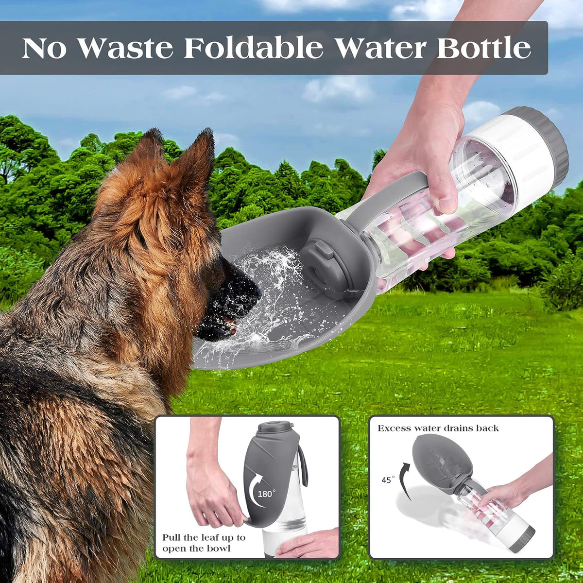 Upgraded Dog Water Bottle - 20oz/Grey - image 4