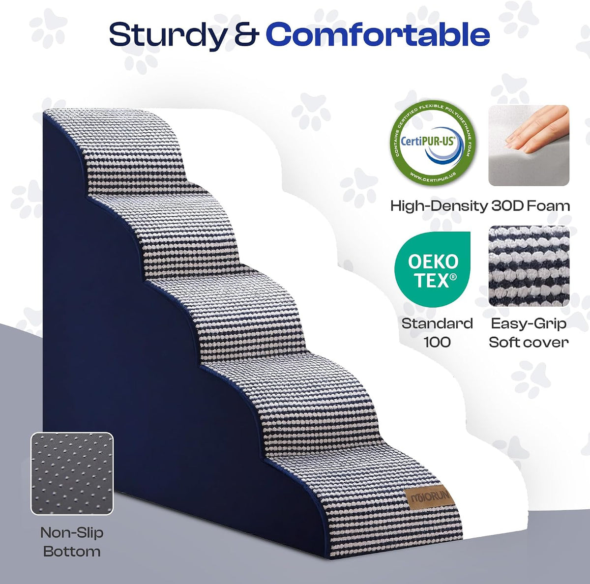 Miorun Dog Stairs for High Beds - White-navy / 5.0 / Stairs 24.5"H - image 2