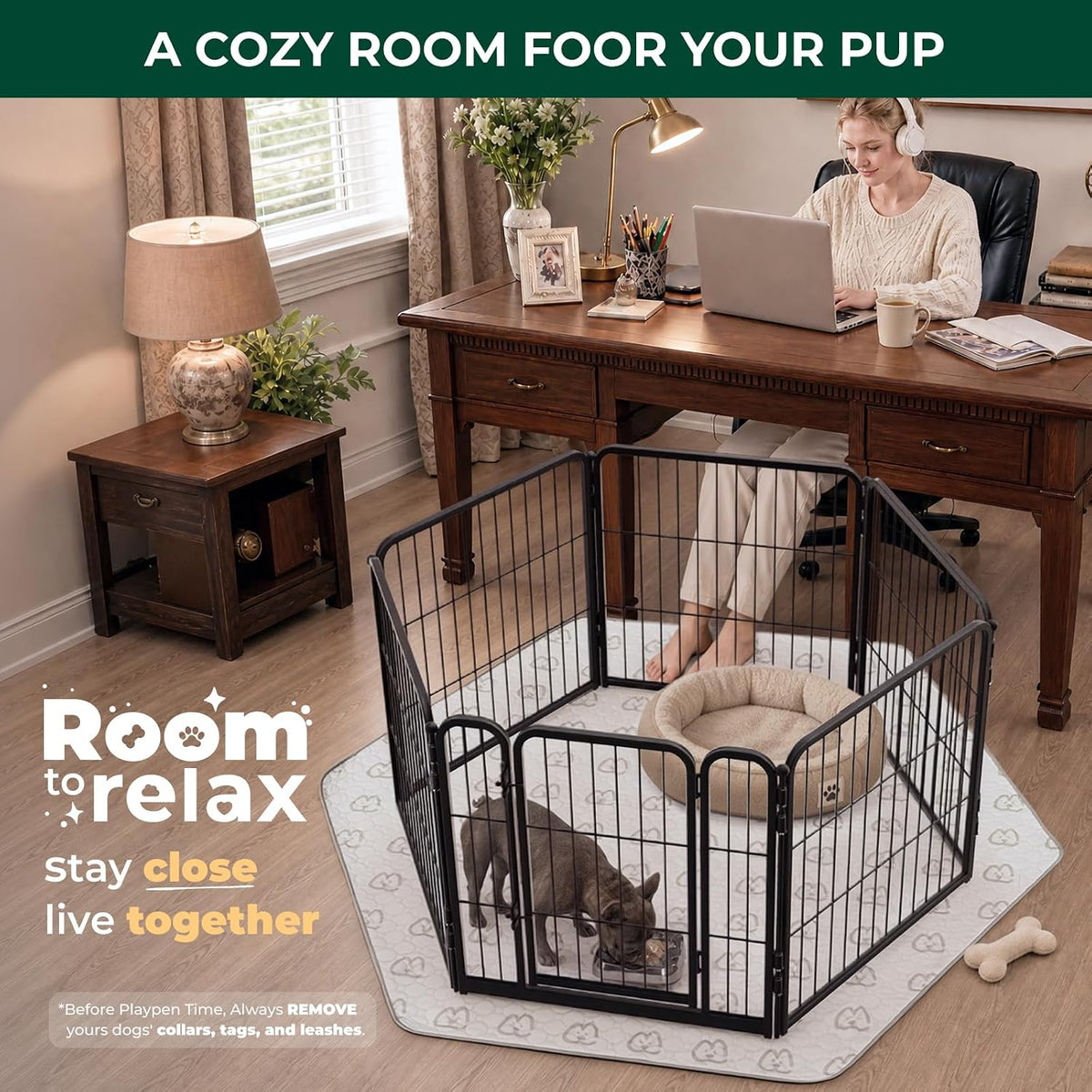 FXW Homeplus Indoor Dog Playpen, 24" H, for Puppies & Small Dogs - Black / 24"H / 6 Panels - image 2