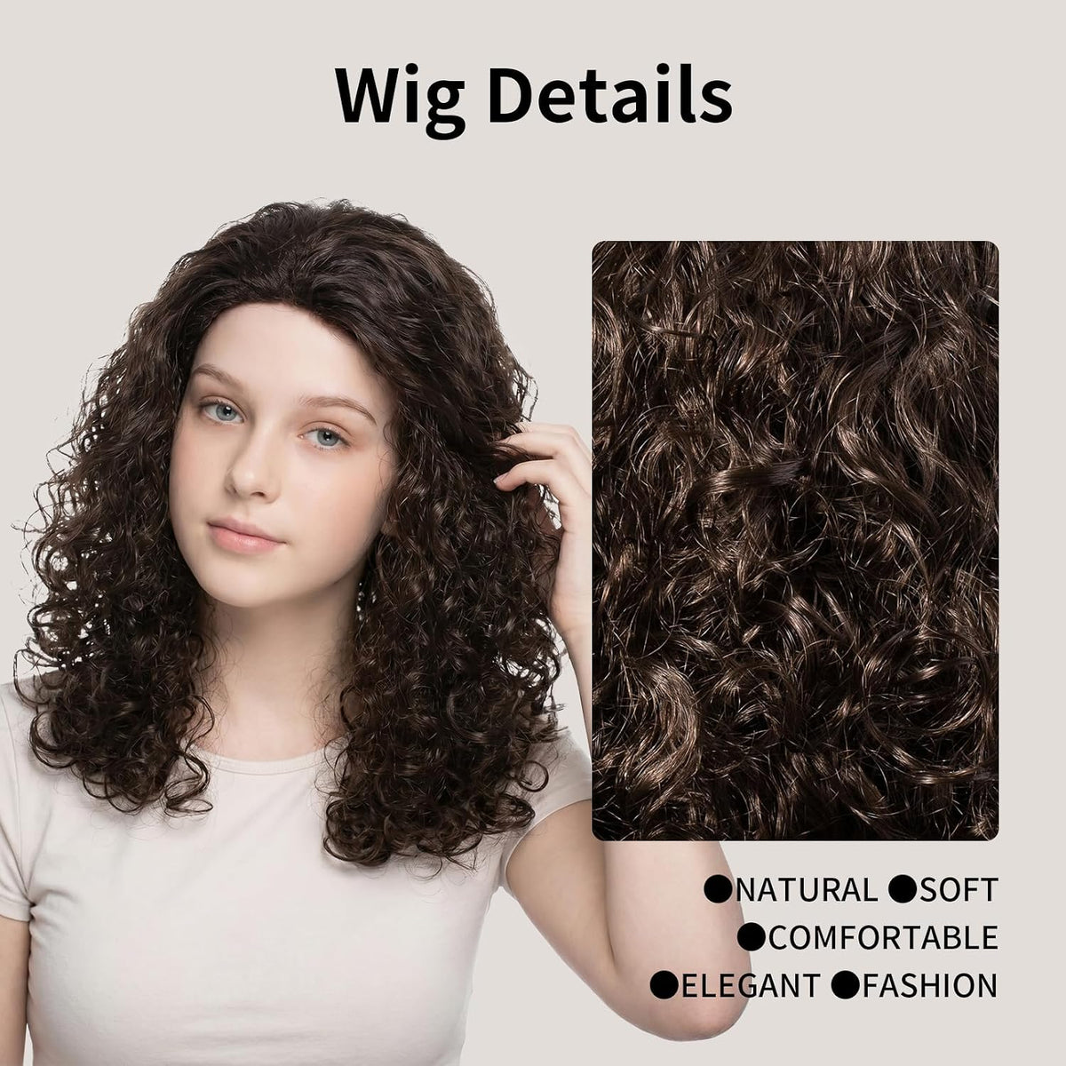 Onedor HairWiz 20 inch chocolate brown curly wig for kids with wig cap - view 2