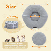 PEQULTI Beige Donut Cat Tunnel Bed Washable Plush Mat Multi for Small - New Gray - image 3
