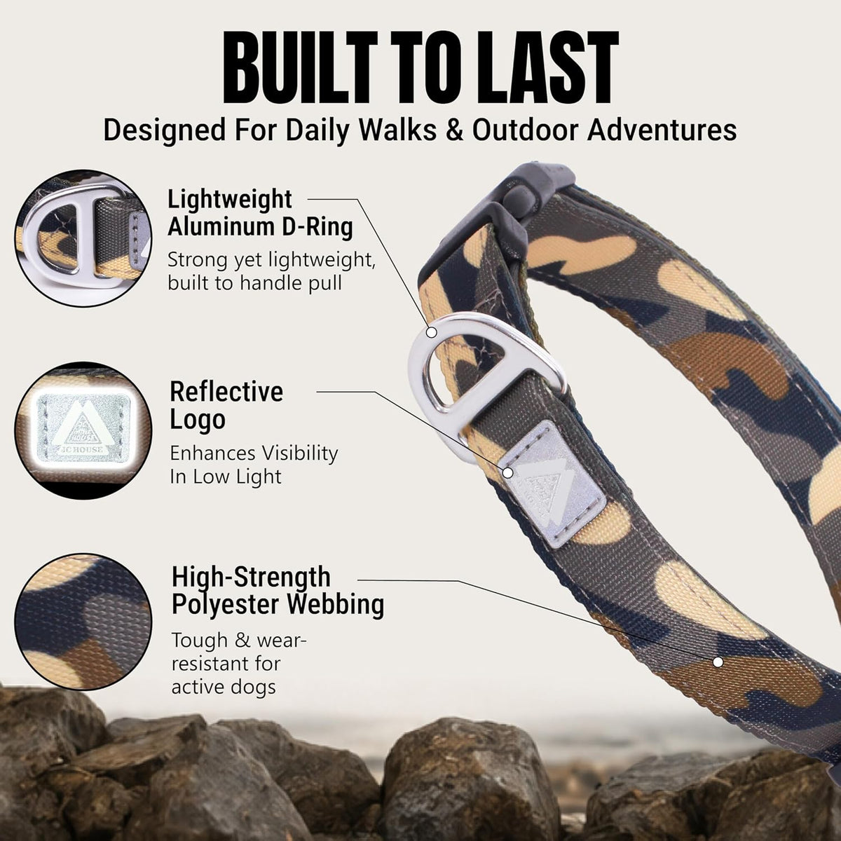 Medium Dog Collar, Neck 12"-20" - S (Neck 9''– 14'') / Camo Green - image 3