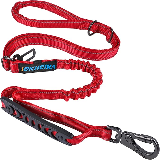 IOKHEIRA 6Ft /4Ft Dog Leash Rope for Large Dogs, Heavy Duty with Comfortable Padded Handle and Highly Reflective Threads,4-in-1 Multifunctional Dog Leashes with Car Seat Belt for Training