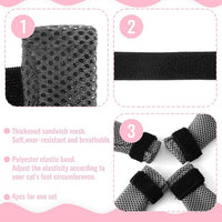 4Pcs Cat Shoes, 3.62×1.57 Inches Anti Scratch Cat Mittens, Breathable Mesh Nail Caps for Cats Claws, Adjustable Cats Claw Covers for Pet Bathing Feeding Cutting Nails(Gray)