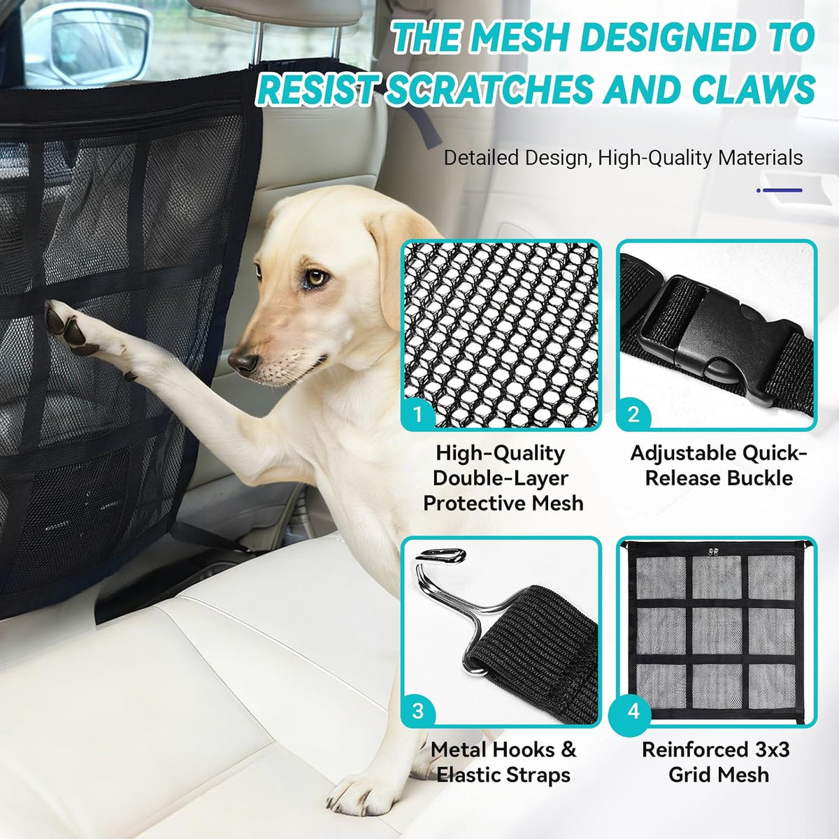 Dog Car Barrier, 9-Grid Reinforced - image 4
