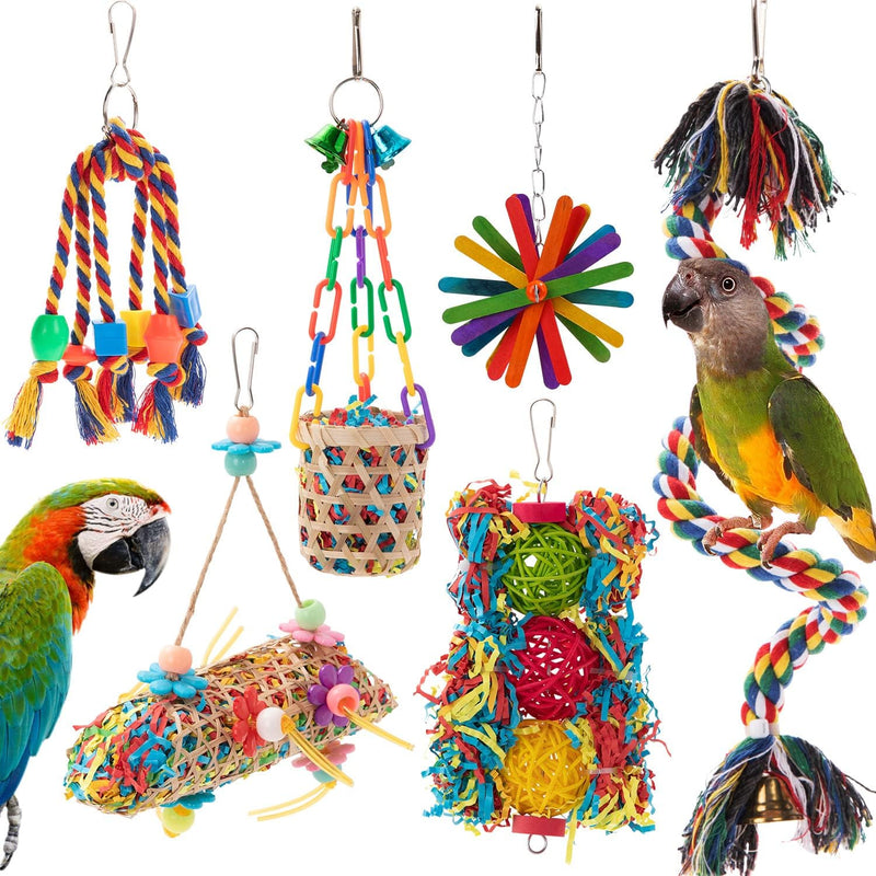 RLRICH 6 Pack Bird Colorful Chewing Toys Parrot Foraging Shredder