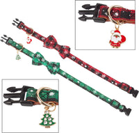 ADOGGYGO Fall Plaid Dog Collar 2 Pack, Thanksgiving Dog Bow Tie - Medium / Christmas Bow - image 4