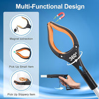 Grabber Reacher Tool - 32” Extra Long Foldable Gripper and Reaching Tool - Heavy Duty Pick Up Stick Grabbers for Seniors, Trash, Surgery Recovery Must Haves Gifts (Orange*2pc)