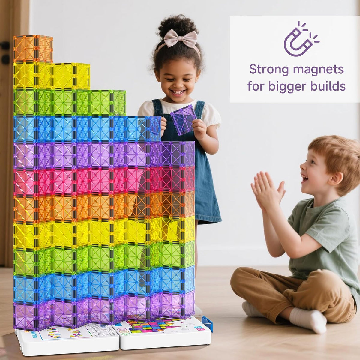 42PCS Mini Magnetic Tiles Travel Set with Iron Storage Box - 100 PCS - image 2