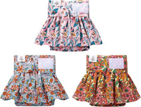 CuteBone Female Dog Diapers with Skirts 3 Pack Reusable Puppy Dresses - Feather&flowers skirts 3pcs / XS