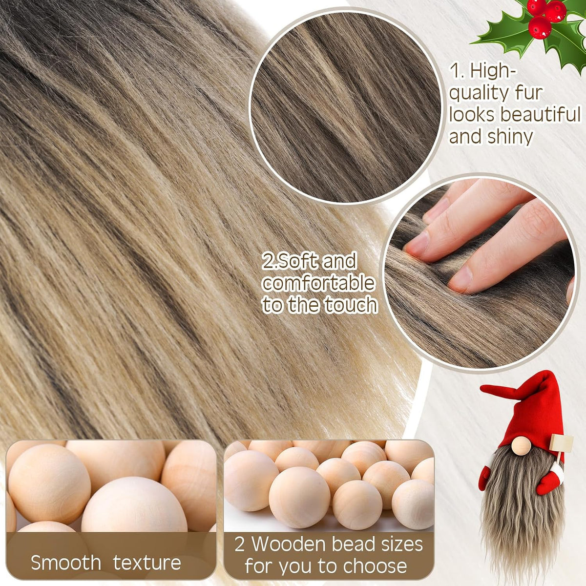 Tudomro 45 Pcs Halloween Gnome Beards for Crafting DIY Gnome Beard - Gray, White / 45 - image 3