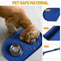 Hubulk 100% Waterproof Silicone Pet Feeding Mat with Raised Edge - Navy Blue / 24"L x 16"W - image 2