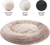 Calming Fluffy Donut Dog Bed for Large Dogs, 36" Round - 45.0"L x 45.0"W x 10.0"Th / Brown - image 3