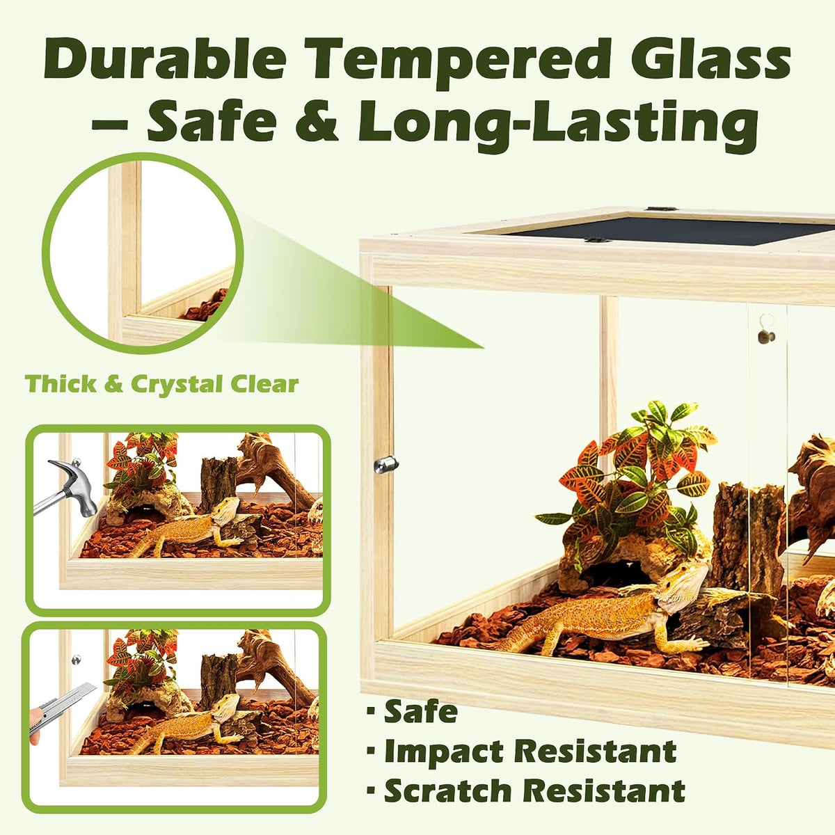 PROLEE 82 Gallon Bearded Dragon Tank - Oak / 35 Gallon (32x15.5x15.5 Inch) - image 3