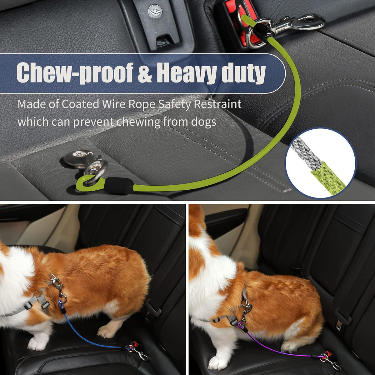 Dog Seat Belt Harness for Car - Green / 16 inch/40 CM - image 3