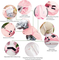 MAMORE Dog Raincoat Waterproof Reflective Adjustable Pet Rain Jacket - X-Small: 4-9lbs / Pink - image 3