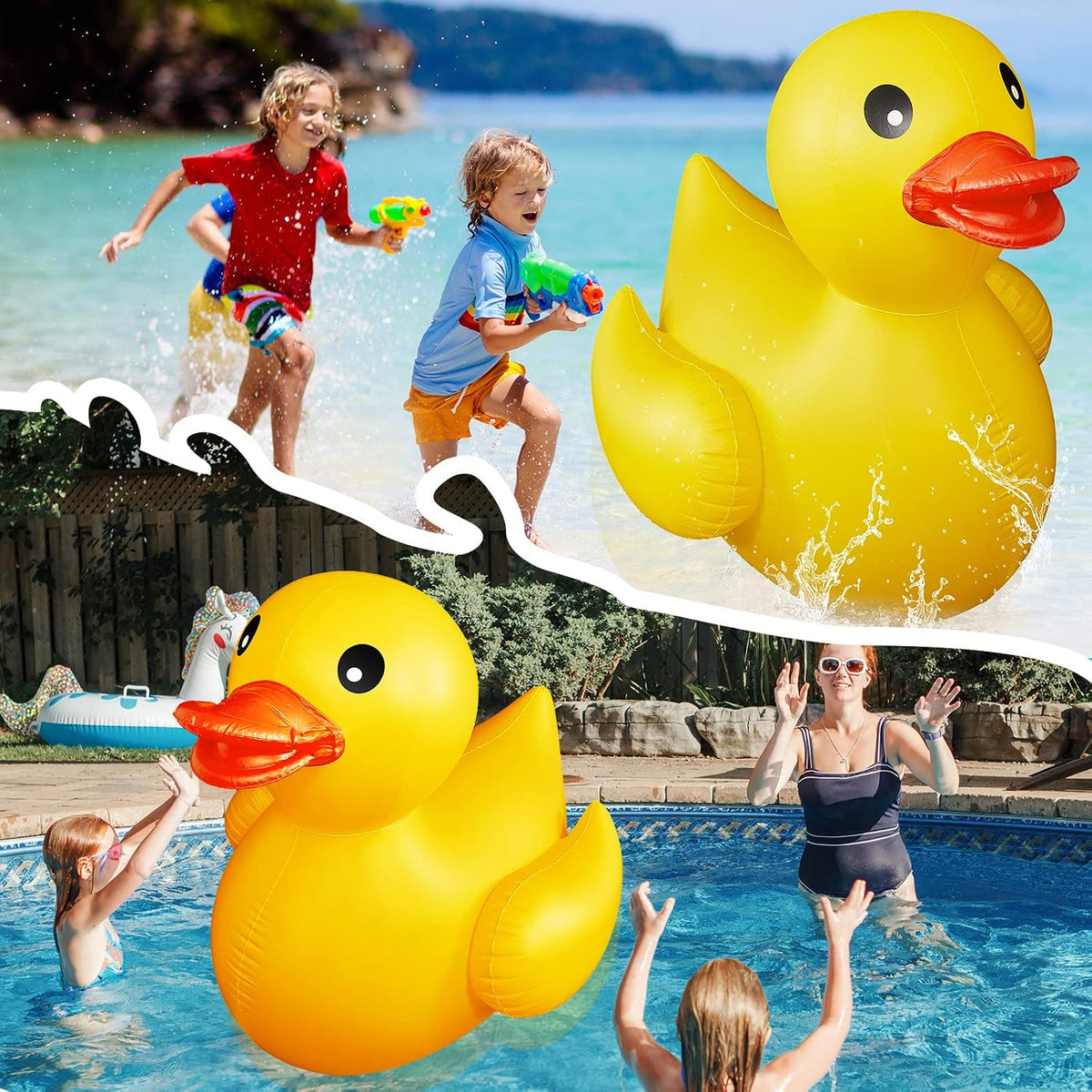 Hungdao 1 Pack 4 Feet Giant Inflatable Duck Pool Float - Yellow / 2 - image 4