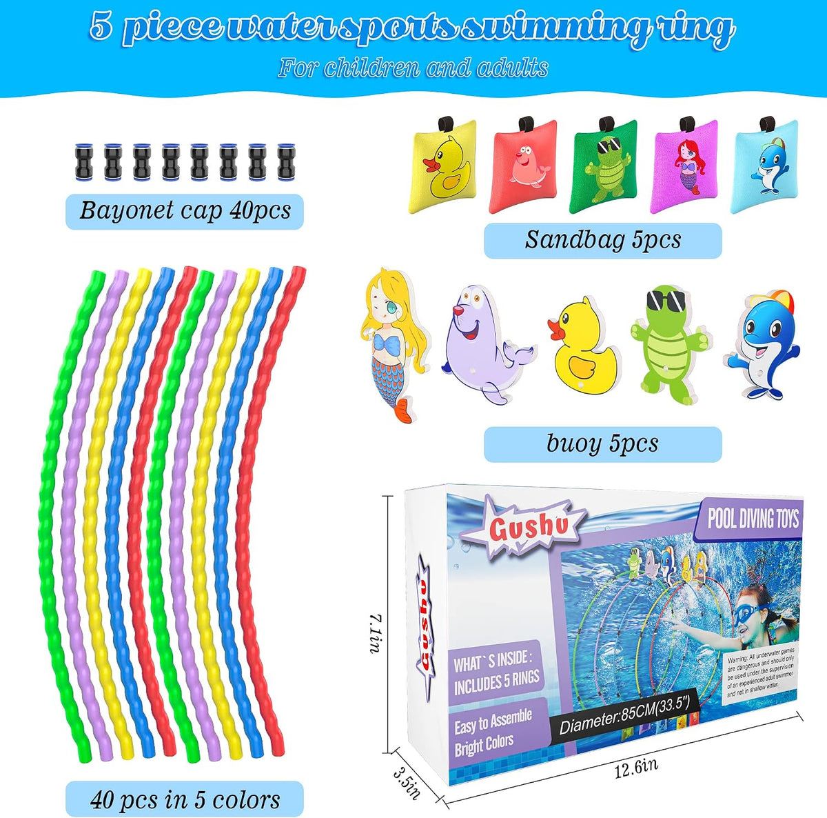 Gushu Diving Toys 15 PCS Pool Toys for Kids Age 4-8-12 Water Swim - image 2