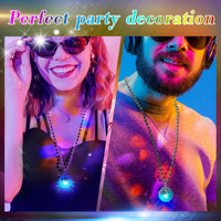 Henoyso 6 pack light up disco ball necklaces in silver with colorful LED lights - view 10