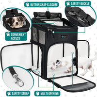 PetAmi Dog Backpack Carrier - Black / 12.5"L x 12.0"W x 16.5"H - image 3