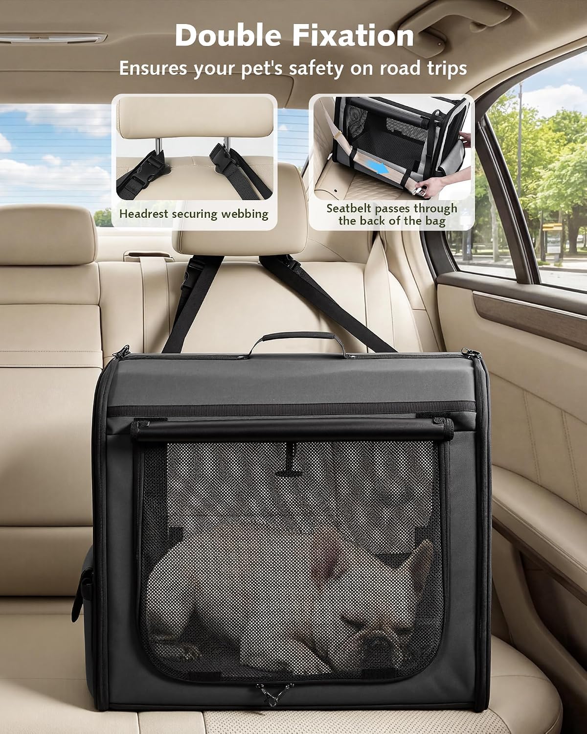 Dog Car Carrier Light Weight 24×17.7×20.5in - Dark Gray / 24.0"L x 17.7"W x 20.5"H - image 3